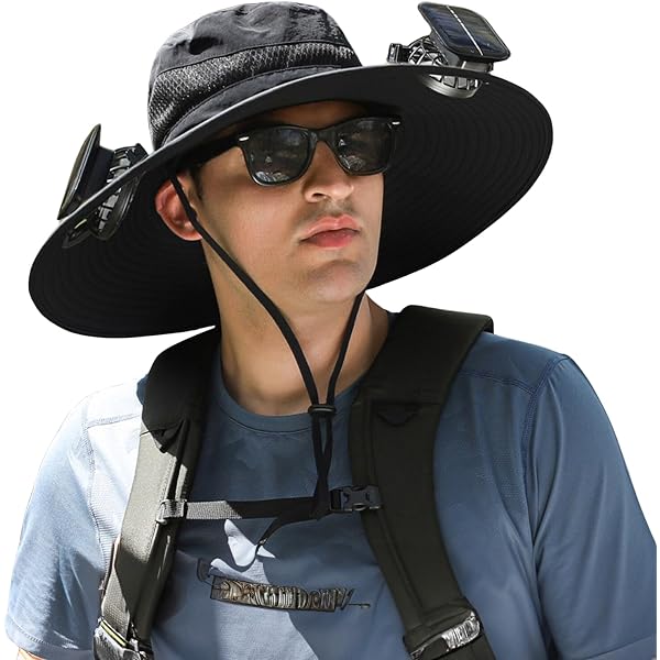 Amazon.com : Solar Panel Powered Fan Built in Wide Brim Outdoor